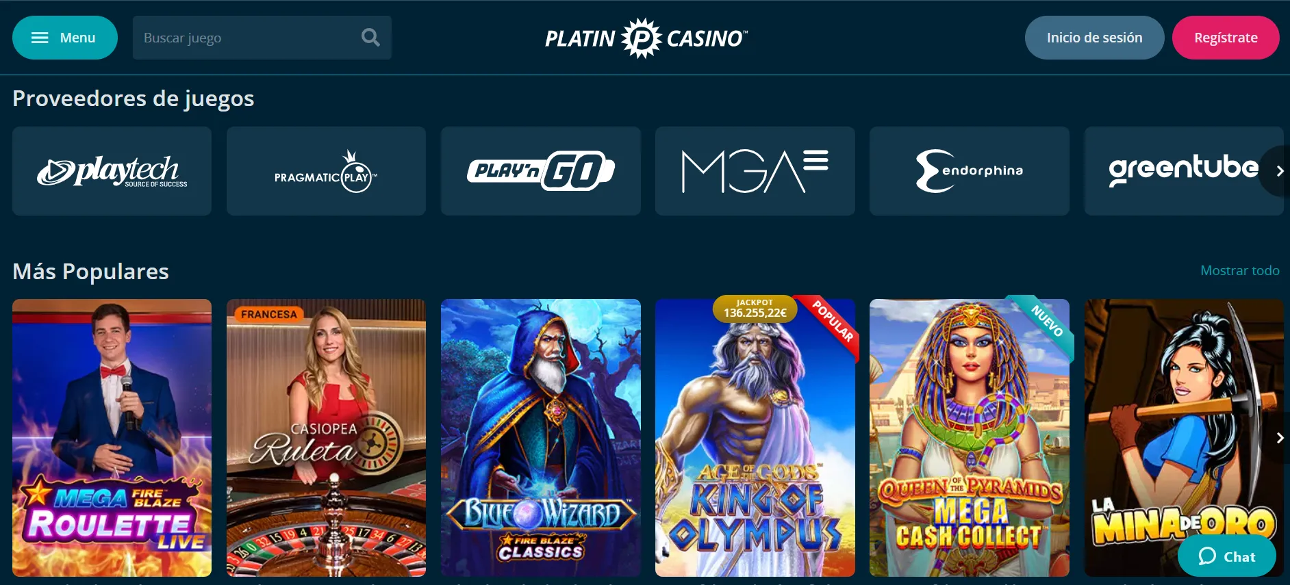 Proveedores reconocidos en Platin Casino casinos gratis españa platin